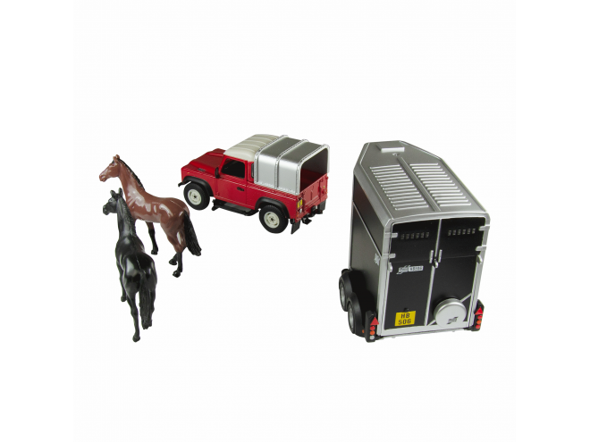 Britains Land Rover Defender 90 Horse Set. OEM. Part No 432395. Britains toys. Britains Land Rover Toy model. Land Rover Horse set. Online toys. 1:32 scale toy models. Click & Collect. Indoor and outdoor play. Farming toys. Farming scale model toys. 1:32 scale farming toys. Startin Tractors. Toy collectables. Britains collectables